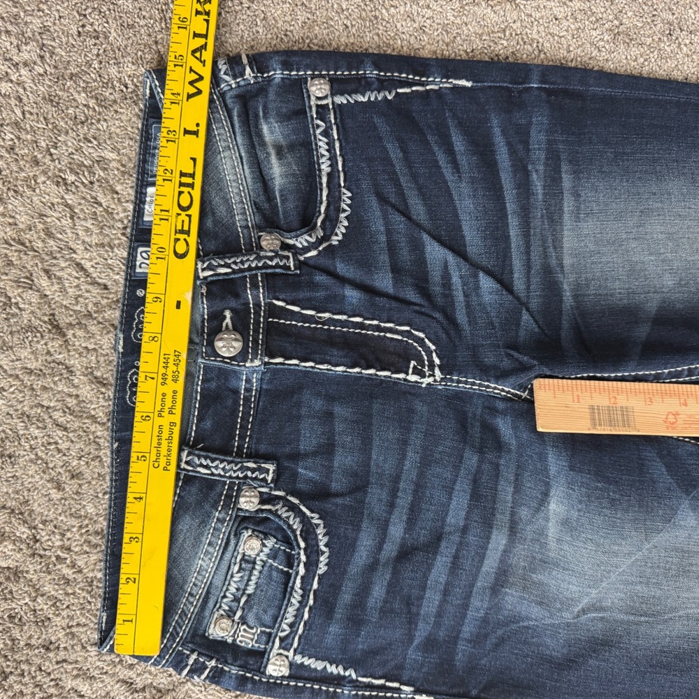 Miss Me Chloe Bootcut Jeans 29 Dark Wash Thick Stitch Embellished Rhinestones - Picture 8 of 9